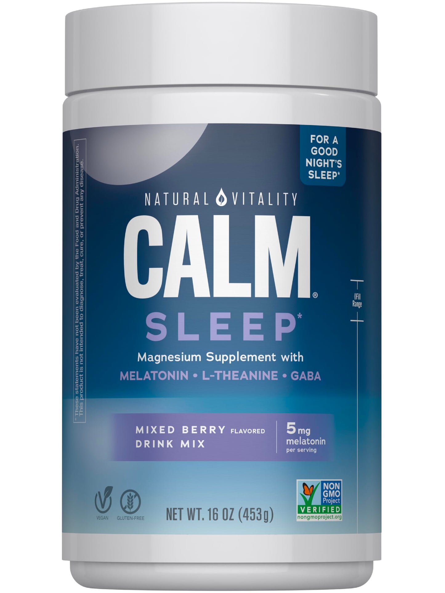 Natural Vitality Calm Sleep Capsules | Magnesium with Melatonin, L-Theanine & Gaba Supplement | For a Good Night's Sleep | Non-GMO, Gluten Free & Vegan | 120 Count