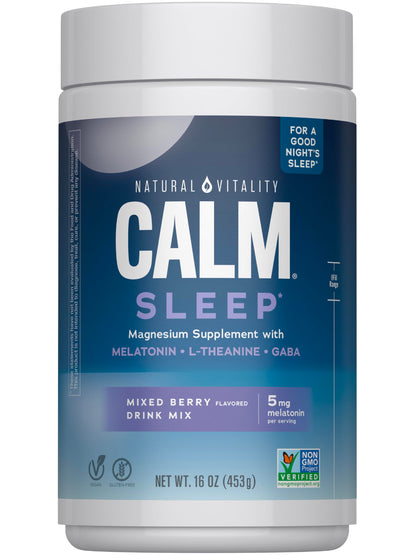 Natural Vitality Calm Sleep Capsules | Magnesium with Melatonin, L-Theanine & Gaba Supplement | For a Good Night's Sleep | Non-GMO, Gluten Free & Vegan | 120 Count