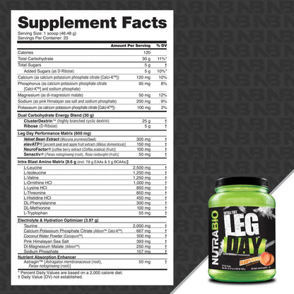 NutraBio Leg Day Intra Workout Powder – Advanced Carb Supplement with Cluster Dextrin & Electrolytes – Carb Powder with EAAs/BCAAs – Cyclic Dextrin for Performance – Cherry Lime, 20 Servings