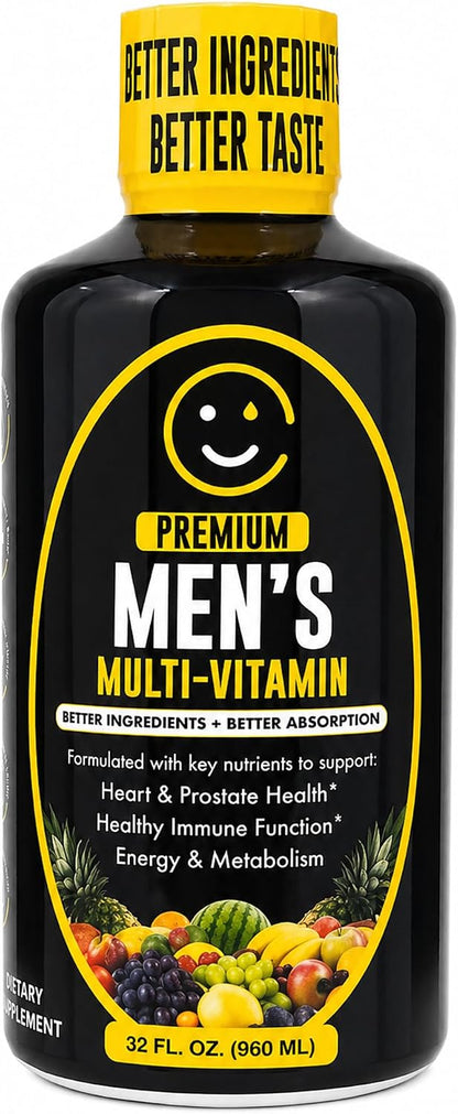 Liquid Multivitamin for Men | Premium | Sugar Free | 100+ Vitamins, Minerals & Amino Acids to Support Muscle, Heart, Brain Health & Energy | 98% Absorption Rate | Non-GMO | 32 Serv