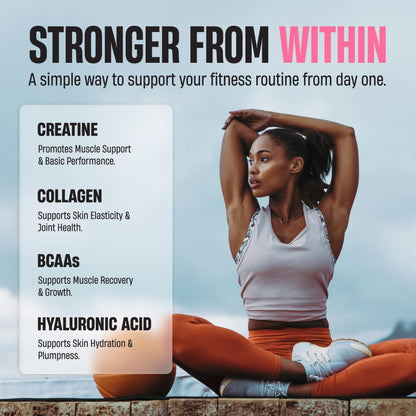 Nutrex Research Creatine for Women Booty & Beauty – Peach Mango | 5g Creatine, 2g Collagen, BCAAs & Hyaluronic Acid for Glutes, Strength & Skin | Gluten Free, 30 Servings