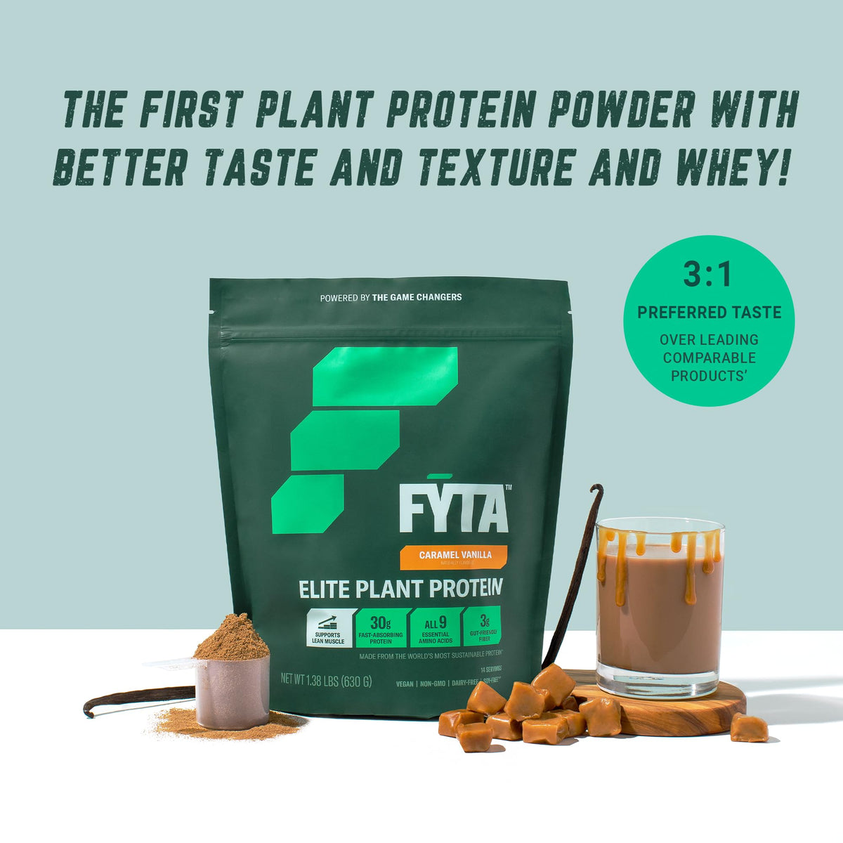 FYTA Vegan Protein Powder - Vanilla Protein Powder Plant Based with Better Taste