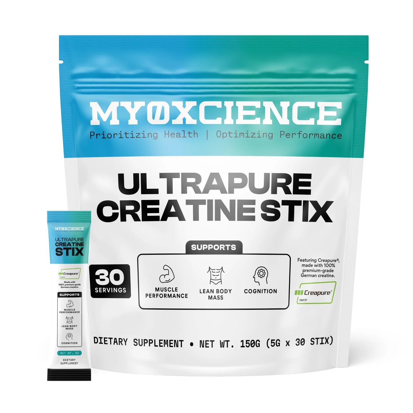 MYOXCIENCE Creapure® Creatine Monohydrate | Supports Strength & Muscle Mass, Cognition and Lean Body Mass | Unflavored (60 Serving Jar)