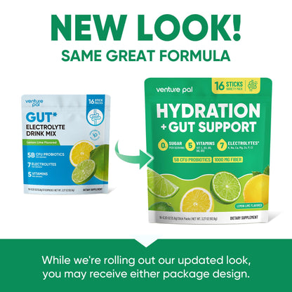 Venture Pal Sugar Free Hydration Packets + Gut Health Electrolytes Powder | Liquid Daily IV with 7 Electrolytes, 5 Vitamins, Probiotics & Fiber for Dehydration Relief and Gut Health Support