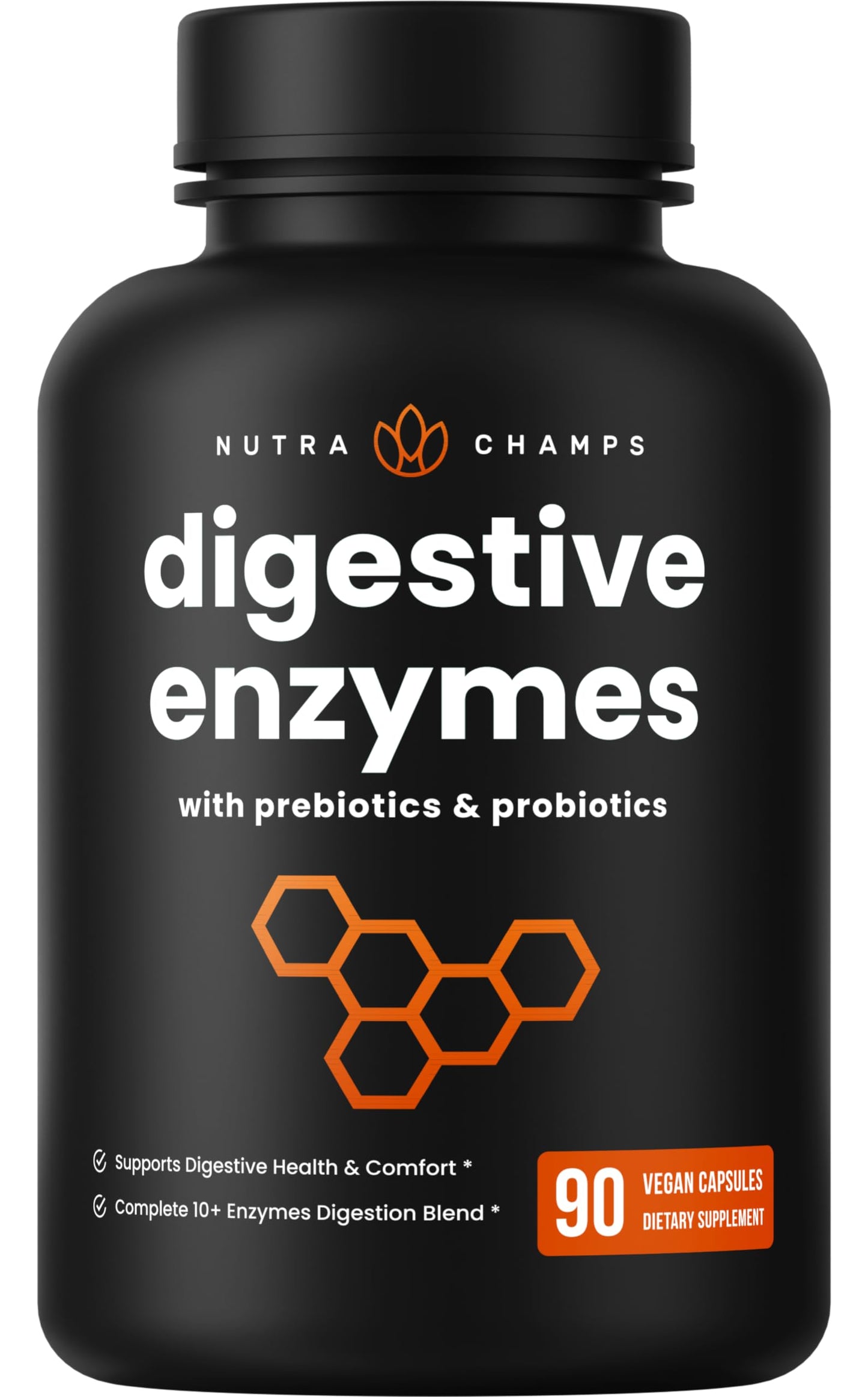 NutraChamps Digestive Enzymes with Probiotics and Prebiotics for Women & Men - 180 Vegan Capsules with Bromelain for Bloating & Optimal Gut Health