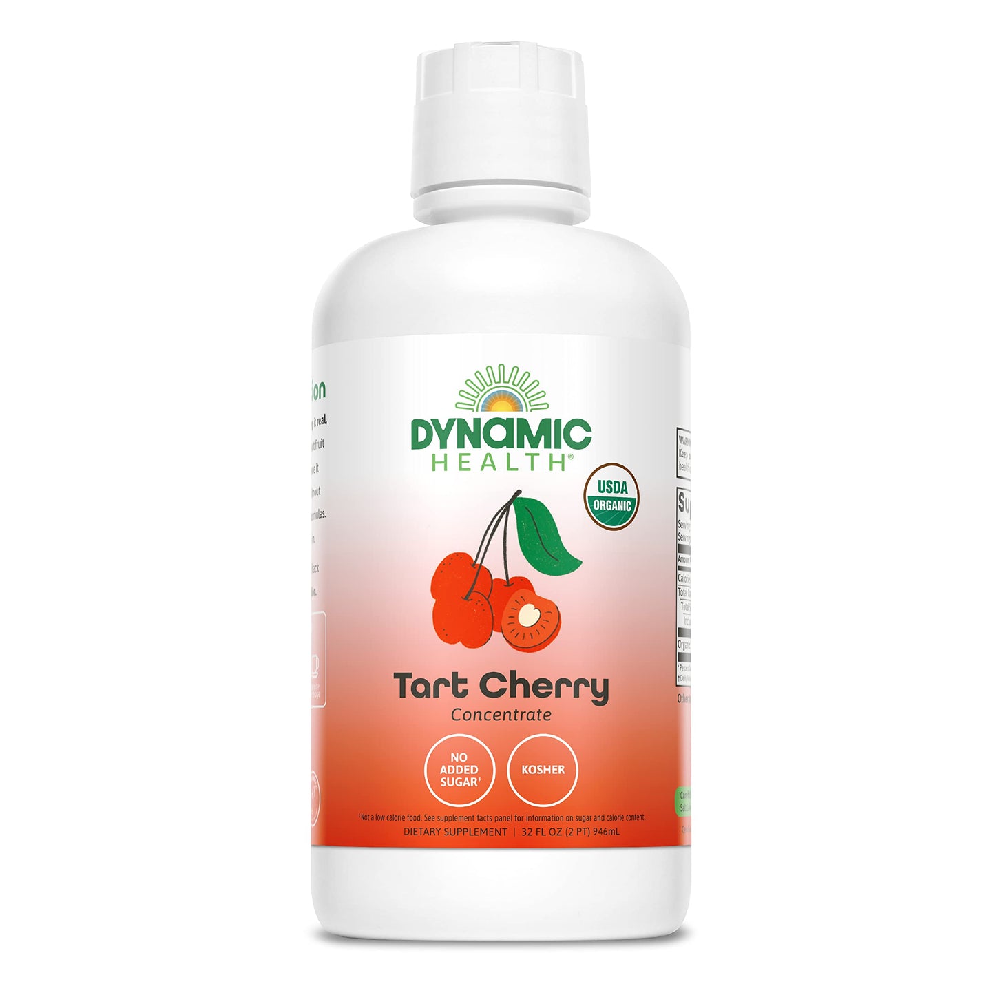 Dynamic Health Organic Tart Cherry Juice, Unsweetened 100% Juice Concentrate, Antioxidants Supplement, No Sweeteners or Additives, Vegan, Gluten Free, BPA Free (32oz)
