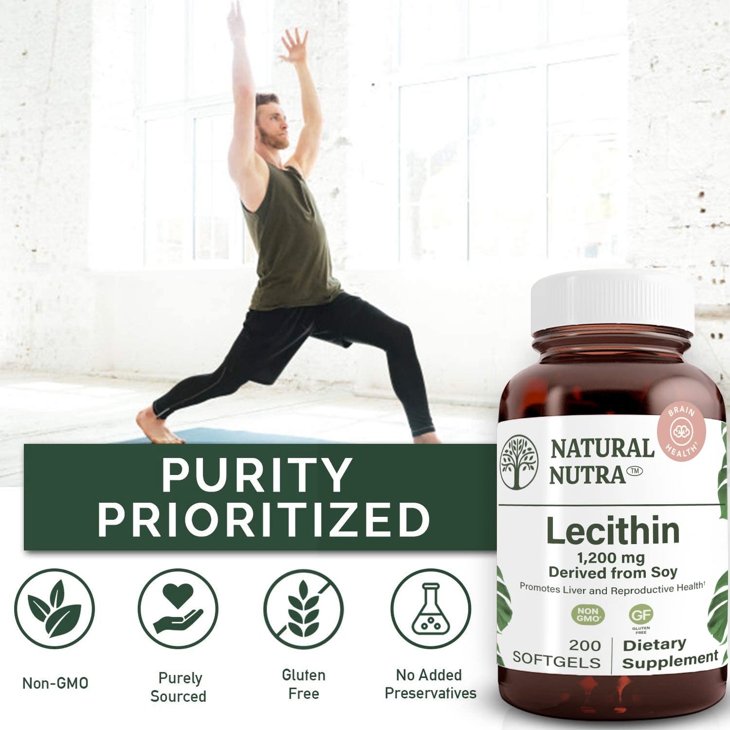 Natural Nutra Soy Lecithin 1200mg Supplement, 100 Soy Lecithin Softgels | Brain & Liver Support, Memory Support, Soy Lecithin Breastfeeding Formula