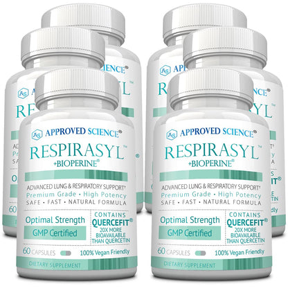 Approved Science® Respirasyl - Lung and Respiratory Support - with Quercefit, Vitamins A,C,D, BioPerine - 3 Month Supply - Made in the USA