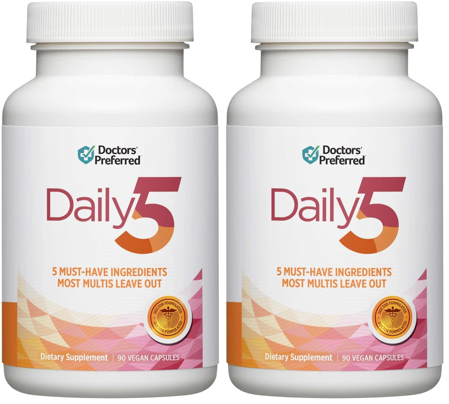 DOCTORS' PREFERRED Daily5 Multivitamin for Women and Men, Clinically Validated Ingredients, Heart, Joints, Circulation, 90 Vegan Capsules