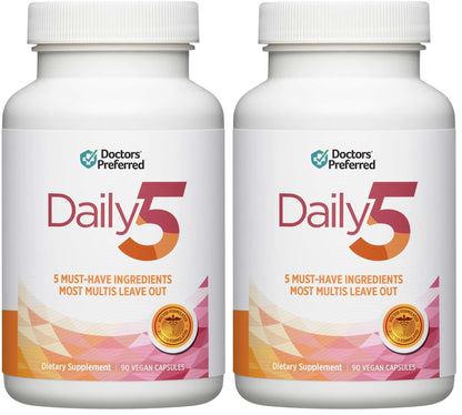 DOCTORS' PREFERRED Daily5 Multivitamin for Women and Men, Clinically Validated Ingredients, Heart, Joints, Circulation, 90 Vegan Capsules