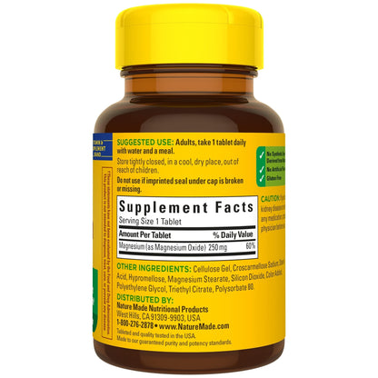 Nature Made Magnesium Oxide 250 mg, Dietary Supplement for Muscle, Heart