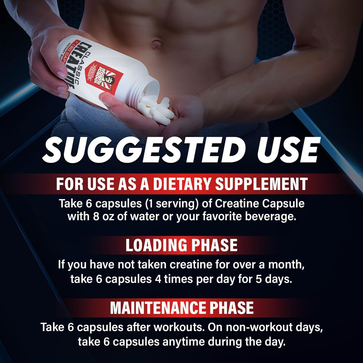 Creatine Monohydrate Capsules - 5000mg + BioFit™ (Max Strength) Supports Muscle