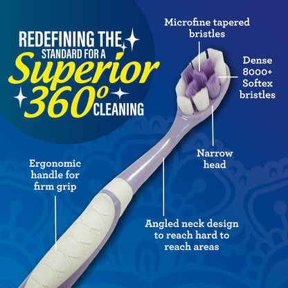 GuruNanda Butter On Gums Toothbrush, ADA Accepted, with 8000+ Ultra Soft Softex Bristles for Sensitive & Receding Gums, Perfect for Whiter Teeth, 8 Ct