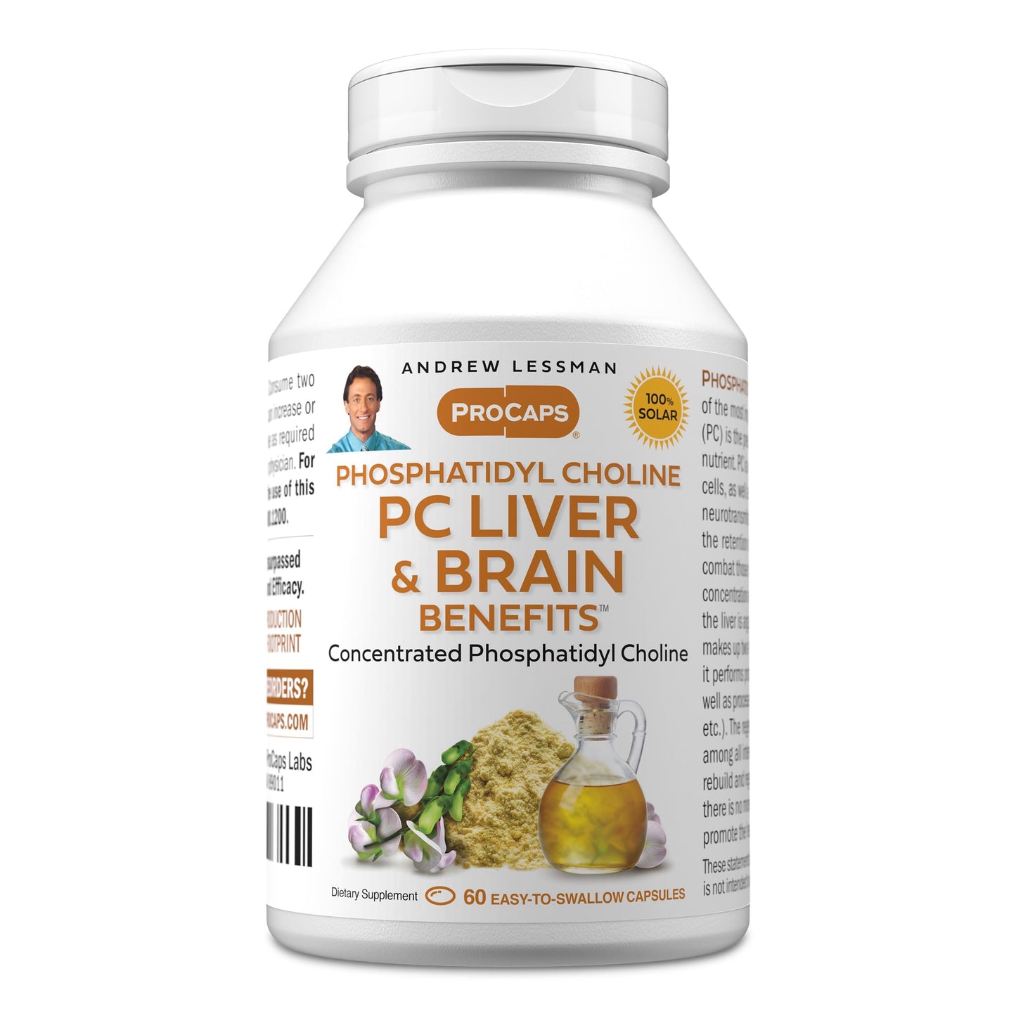 Andrew Lessman ProCaps PC Liver & Brain Benefits 360 Softgels | Phosphatidyl Choline with Ahiflower Oil supports acetylcholine production, memory, focus & healthy liver function.