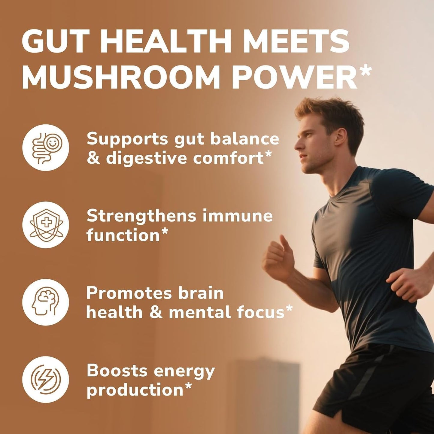 Vitalibre Probiotics+Mushroom, with Lion's Mane, Reishi, Cordyceps, 10 Probiotic Strains, 1000mg Mushroom Extract Blend, for Digestive, Immune, Brain Health & Energy Production, 60 Vegan Capsules