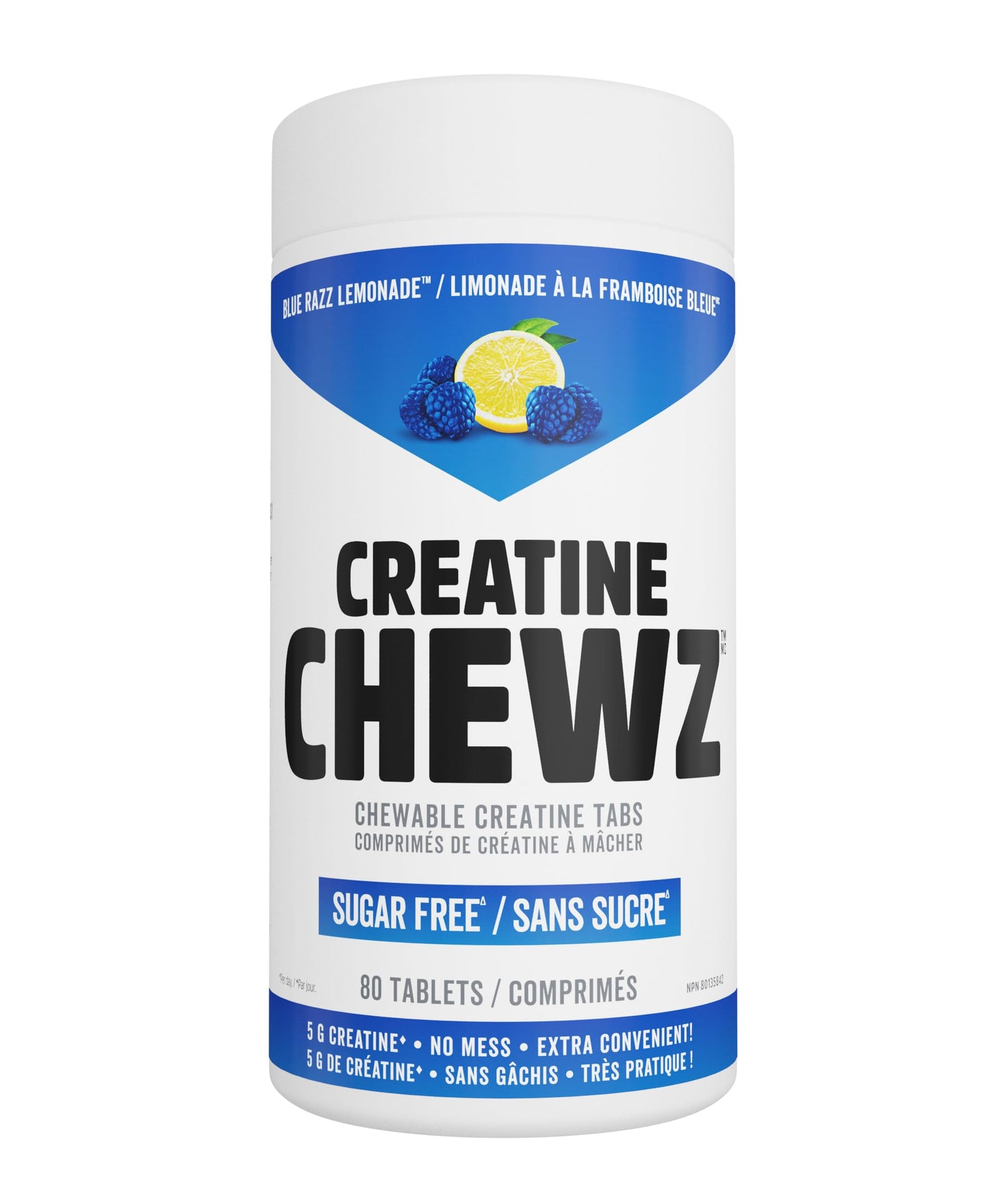 PVL Creatine Chewz – Sugar-Free Chewable Creatine Supplement for On-The-Go Use – 5g Creatine Monohydrate Per Day – Pre Workout & Muscle Recovery Support – 80 Tablets – Mixed Berry