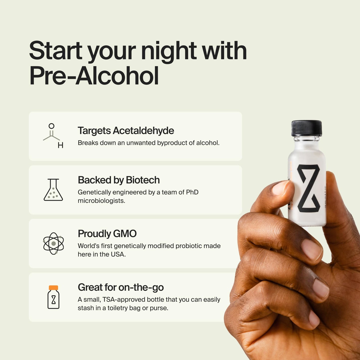 ZBiotics — Feel Better After Drinking, Wake Up Refreshed, Science-Backed, Patented Probiotic, Travel-Friendly, 3-Pack of 0.47 Fl Oz Bottles