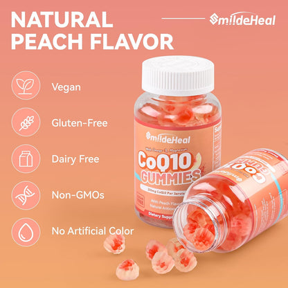 CoQ10 Gummies 200mg with Omega-3, EPA + DHA, & Magnesium - 60 Counts | Coenzyme Q10 Supplements for Heart Health, Cellular Energy & Antioxidant, Vegan, Sugar Free
