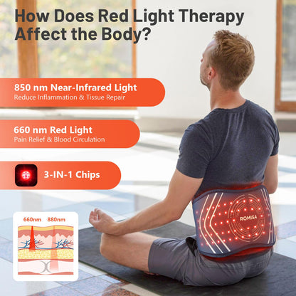 ROMISA Red Light Therapy Belt - Infrared Light Therapy Vibration Rechargeable