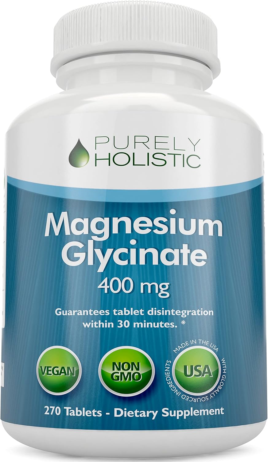 Purely Holistic Red Yeast Rice 1200mg with CoQ10 & Niacin + Magnesium Glycinate 400mg - 120 Capsules + 270 Tablets - Made in USA