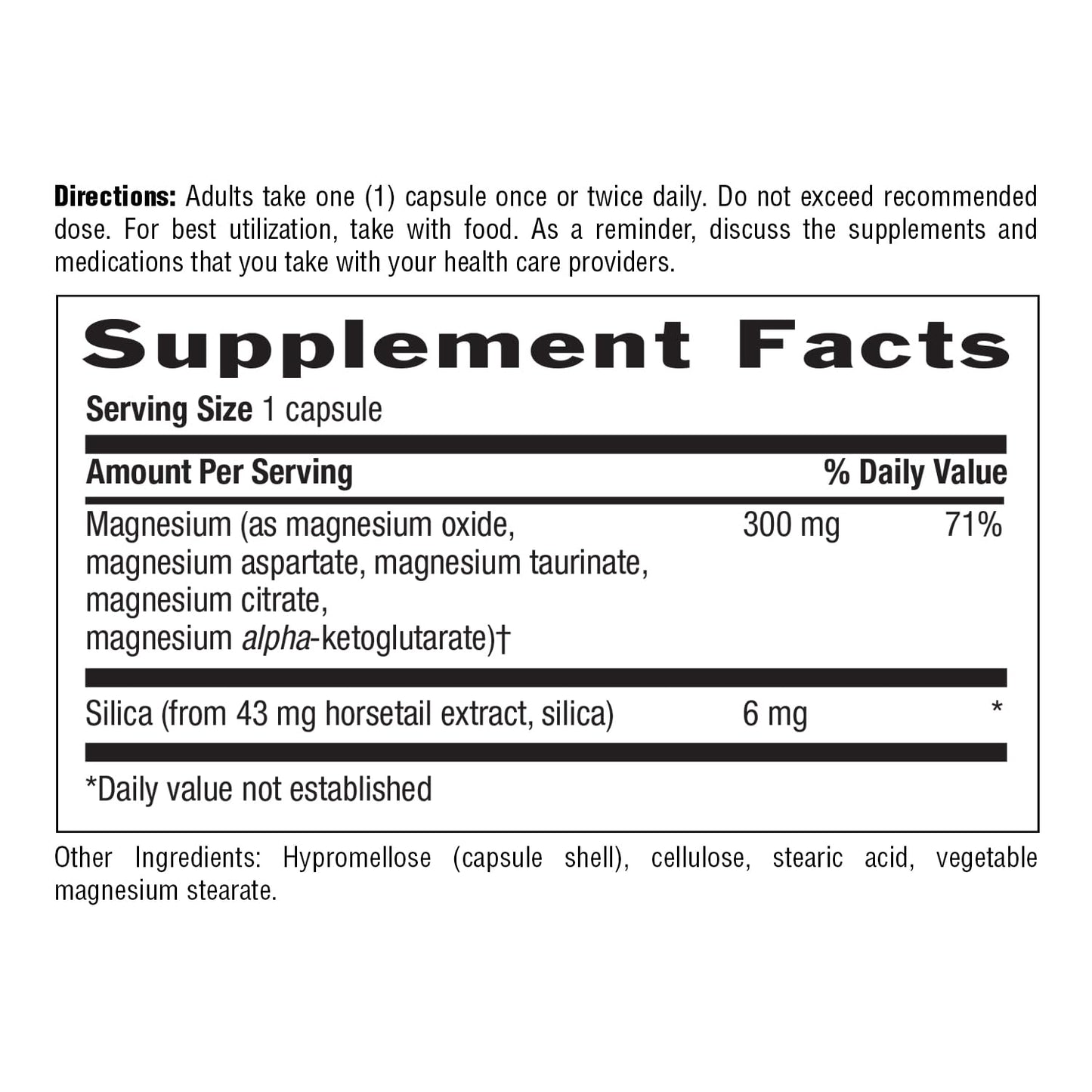 Target-Mins Magnesium with Silica 300 mg 120 Vegetarian Capsules | Vegan, gluten-free blend of 5 magnesium forms. Supports muscle, bone, and immune health