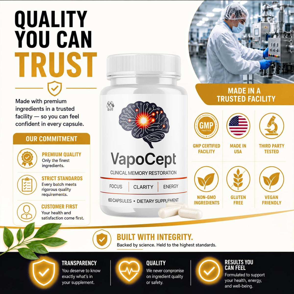 Vapocept Capsules, Brain Health Support Supplement Pill 2-Pack 120 Capsules