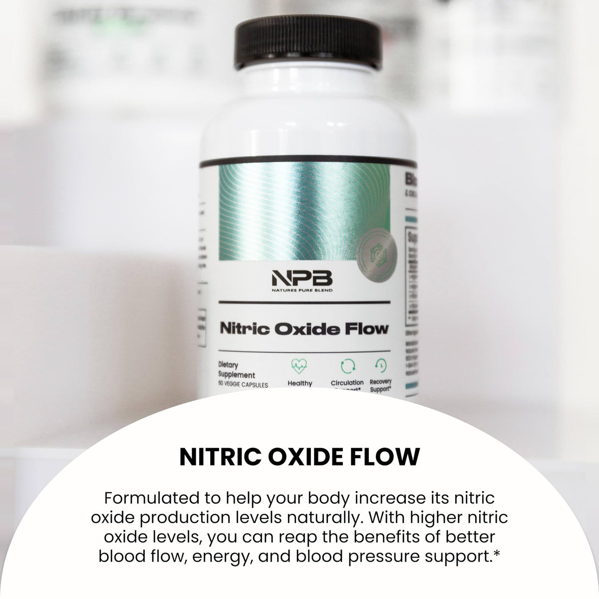 Nature's Pure Blend Nitric Oxide Supplement L-Arginine - Blood Pressure Support Capsule