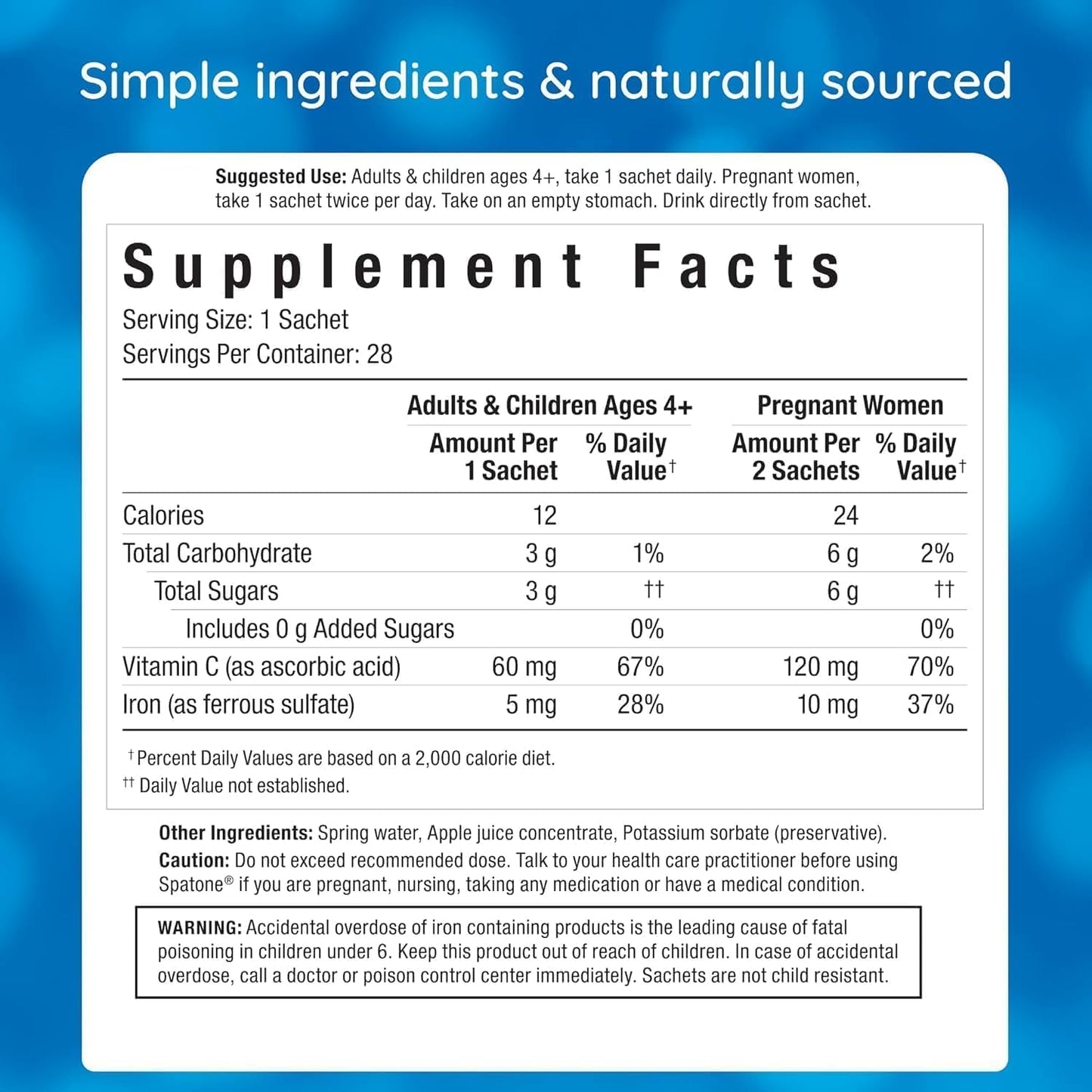 Nelson Homeopathics Pure-Absorb Spatone Liquid Iron and Vitamin C Supplement, 28 Count (0.85 FL. OZ. Packets)