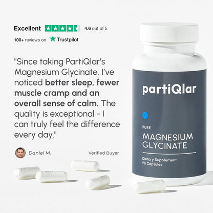 partiQlar Magnesium Glycinate 200mg - Sleep & Muscle Support, 60 Caps