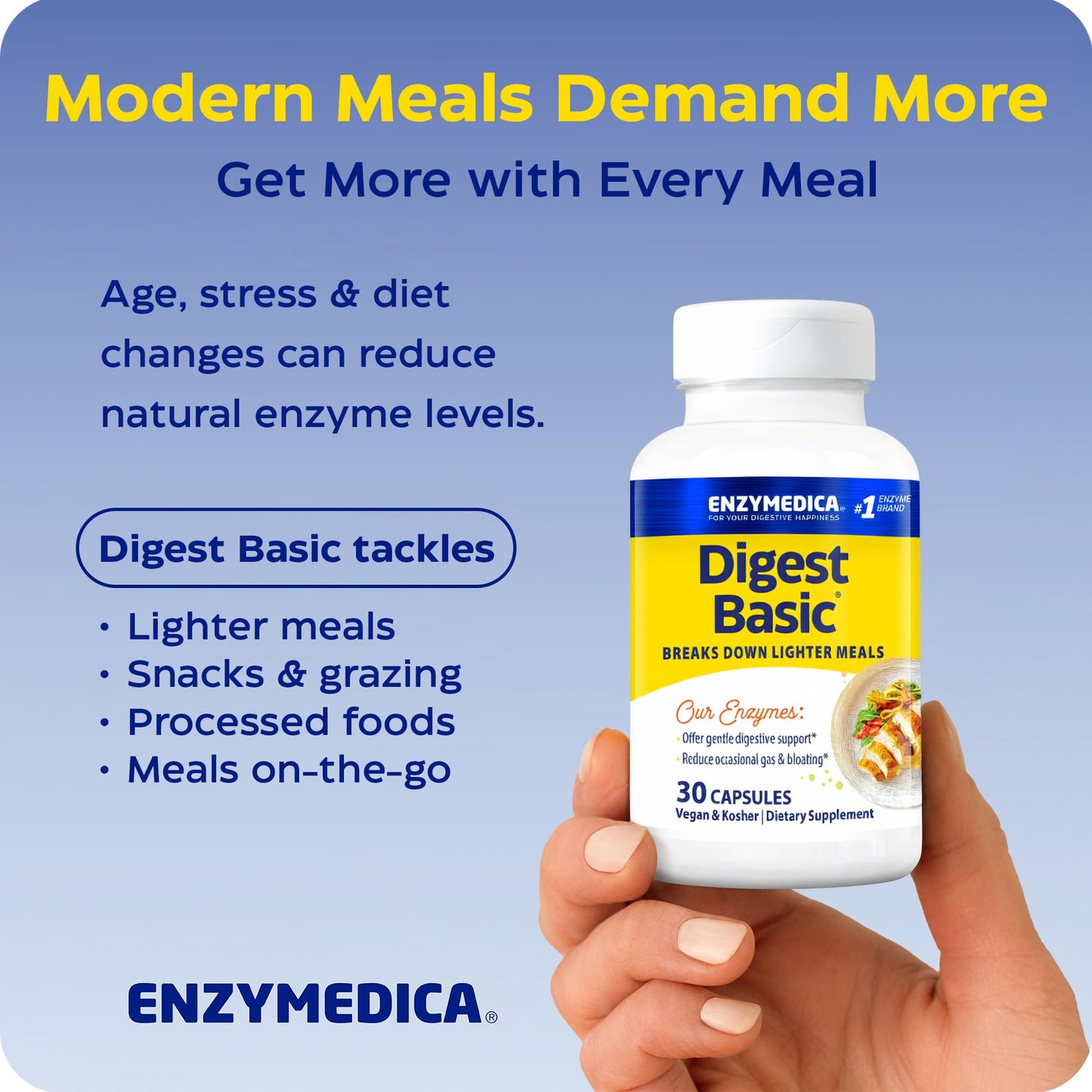 Enzymedica Digest Basic - Helps Gas & Bloating - 180 Caps