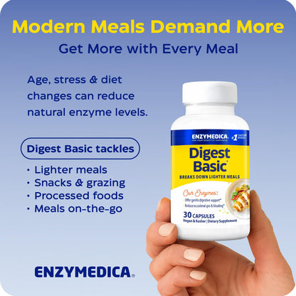 Enzymedica Digest Basic - Helps Gas & Bloating - 180 Caps
