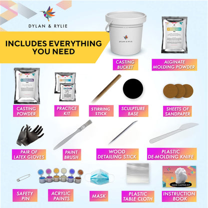 Dylan & Rylie Hand Casting Kit for Couples - Complete DIY Plaster Mold & Painting
