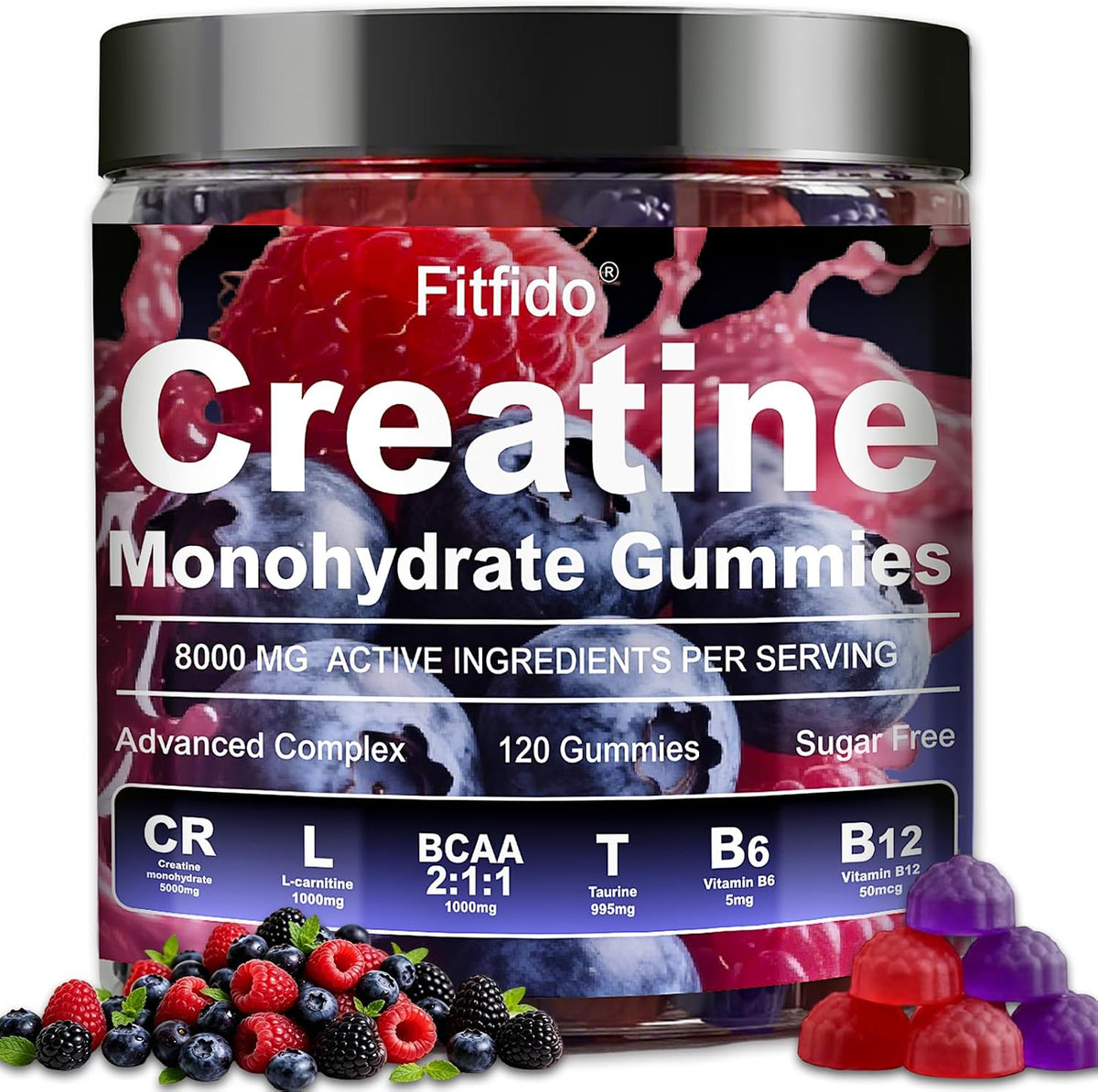 Creatine Monohydrate Gummies 5000mg with L-Carnitine, 120 Count