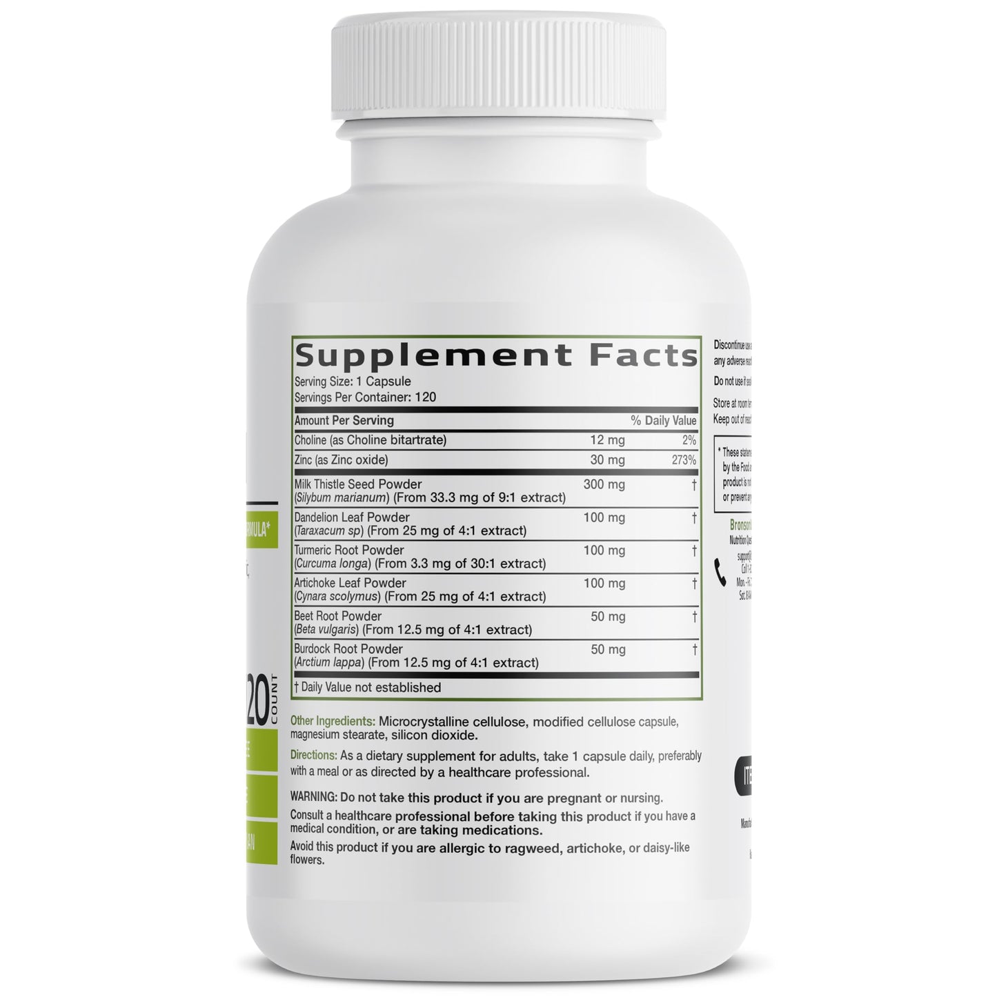 Bronson Liver Detox Advanced Detox & Cleansing Formula 60 Capsules | Liver Health Support with Milk Thistle, Dandelion Extract, Turmeric, Artichoke Leaf & Beet Root, Non-GMO, Soy-Free