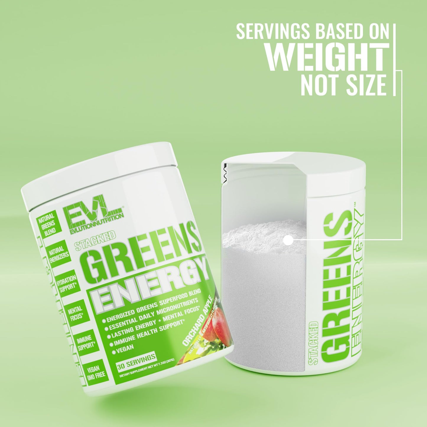 Evlution Greens and Superfoods Energy Drink Powder - EVL Super Greens Powder Smoothie Mix with Caffeine Spirulina Chlorella and Wheat Grass - Vegan - for Energy Focus and Immunity