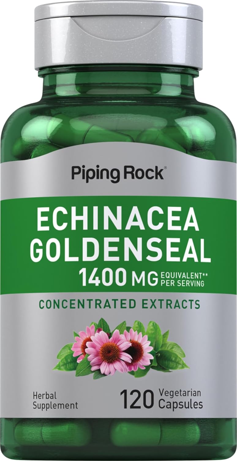 Piping Rock Echinacea Goldenseal Capsules | 120 Count | Concentrated Extract Supplement | Vegetarian, Non-GMO & Gluten Free Formula