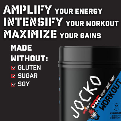 Jocko Fuel Ultimate Pre Workout Powder - Pre-Workout Energy Powder Drink for Men & Women - High Stim Sugar-Free Nootropic Blend to Support Muscle Pump, Energy, & Recovery 200mg Caffeine Blue Raspberry