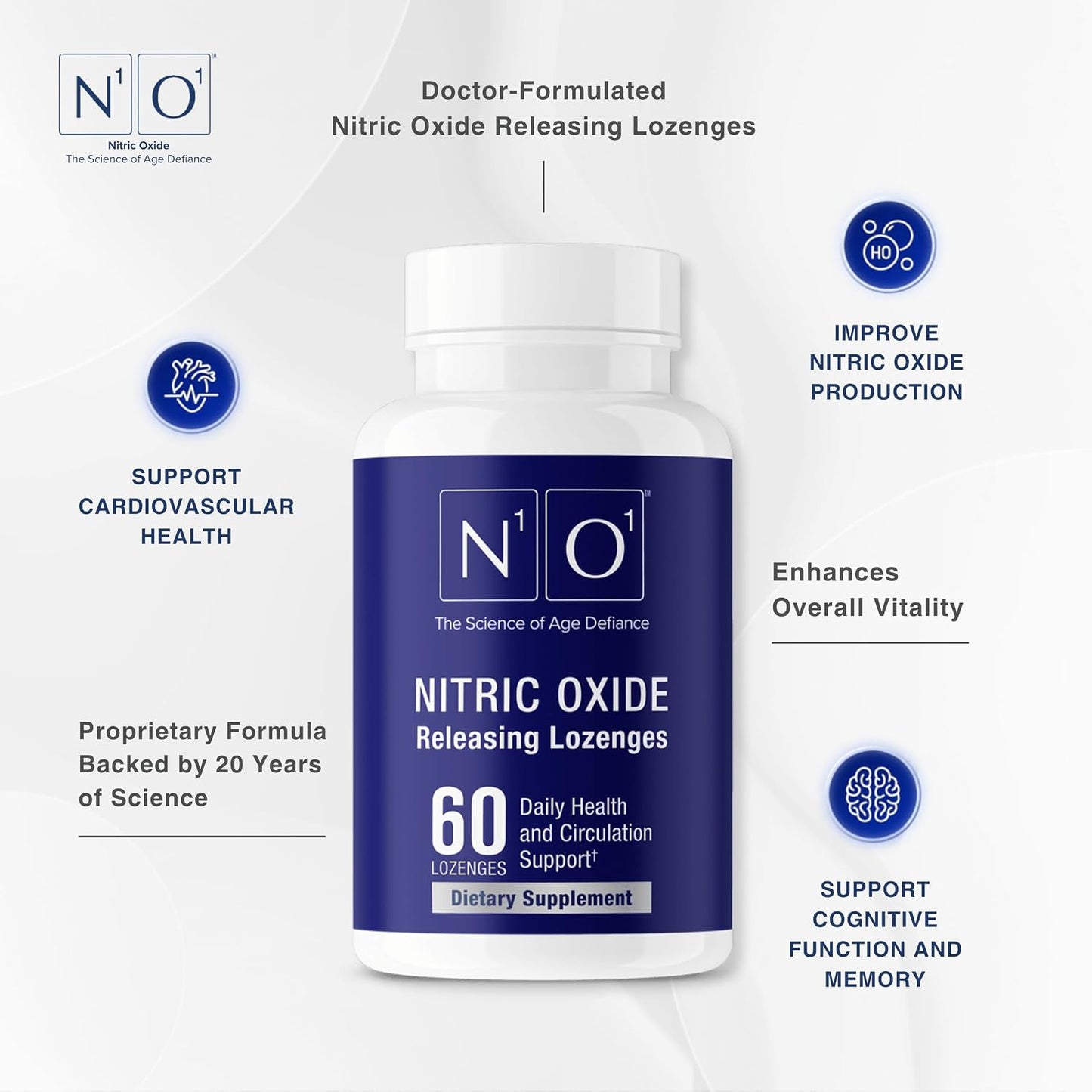 N1O1 Nitric Oxide Lozenges Supplement, 120 Count, 60-Day Supply | Developed by Dr. Nathan S. Bryan; Orange Flavor; Dissolvable Lozenges; Daily Nitric Oxide Support