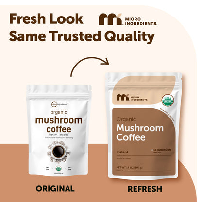 Micro Ingredients Organic Instant 10 in 1 Mushroom Coffee Powder, 28 Ounce (317 Servings) | Premium Arabica Coffee with Lion’s Mane, Chaga, Reishi & More