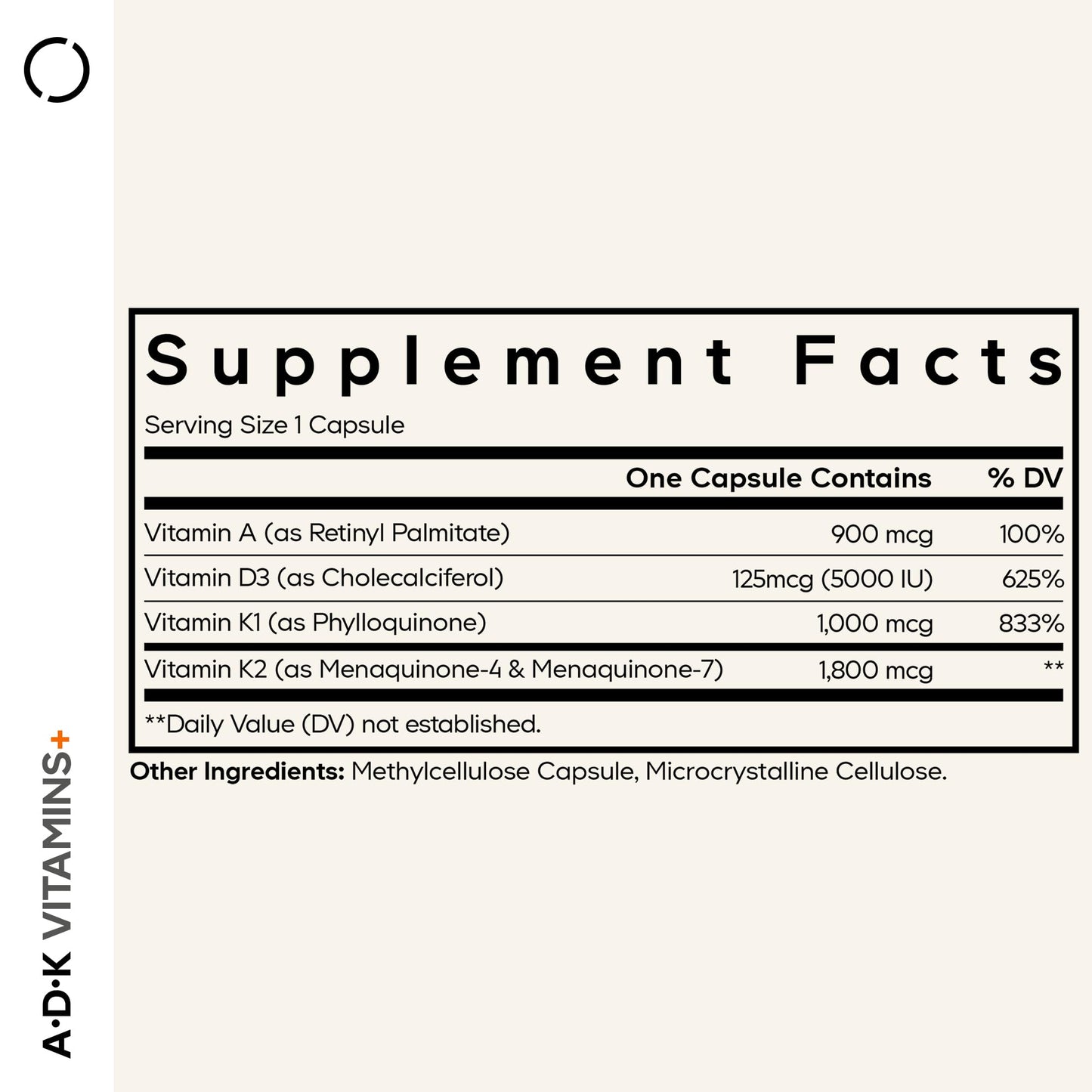 Codeage ADK Vitamins Supplement - Essential Vitamin A, D3 5000 IU, K1 & K2 (MK4 & MK7) - 6-Month Supply - 1 Capsule per Serving, Non-GMO, Gluten-Free - 180 Capsules
