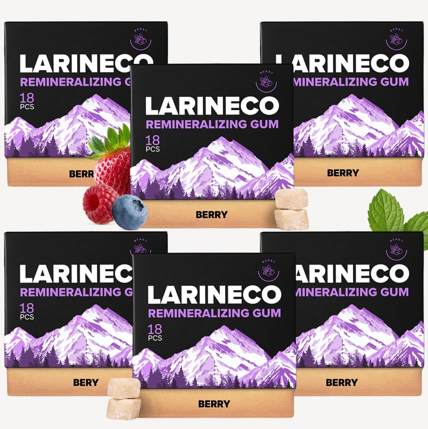 Larineco Remineralizing Gum with Nano Hydroxyapatite & Xylitol – Sugar-Free Xylitol Gum – Plastic-Free, Dye-Free, Aspartame-Free – Natural Base – 36 Pieces, Mastic Mint