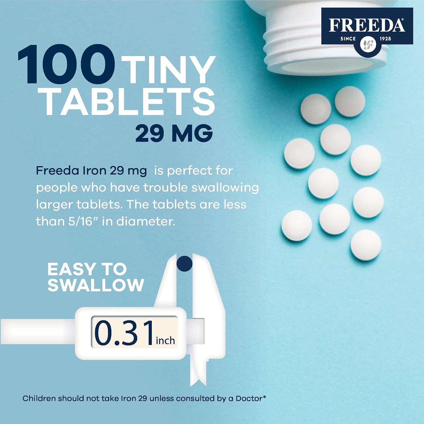 Freeda Iron Supplement - Ferrous Fumarate Iron Tablets | Gentle Ferrous Fumarate Iron Tablets - Support Energy & Red Blood Cells - Easy-To-Swallow - Kosher & Made In USA