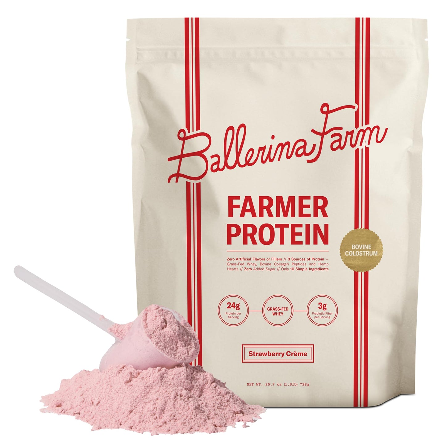 Grass Fed Whey Protein Powder, Vanilla Bean, 24g Protein with Collagen Peptides, Bovine Colostrum, Hemp Hearts & Prebiotic Fiber, No Added Sugar or Artificial Ingredients, 20 Servings