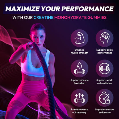 Creatine Monohydrate Gummies 5000MG, Creatine Gummy for Men & Women 120Ct