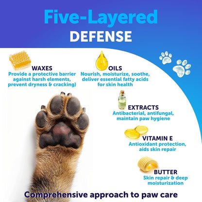 Dog Paw Balm - Lick Safe Snout Soother - Moisturizies, Soothes & Nourishes Irritated Paw Pads and Dry Nose - Protects from Cracks & Wounds - Dog Feet Balm with Waxes, Oils, Butter, Extracts - 2.1 Oz