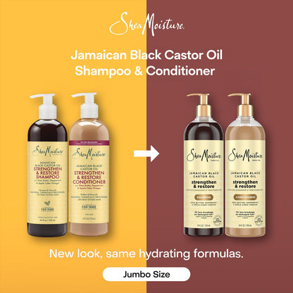 SheaMoisture Shampoo & Conditioner Set, Jamaican Black Castor Oil | Strengthen & Restore Repair Treatment for Dry, Damaged Hair | Wavy, Coily, Kinky & Curly Hair | Shea Butter, Peppermint & ACV