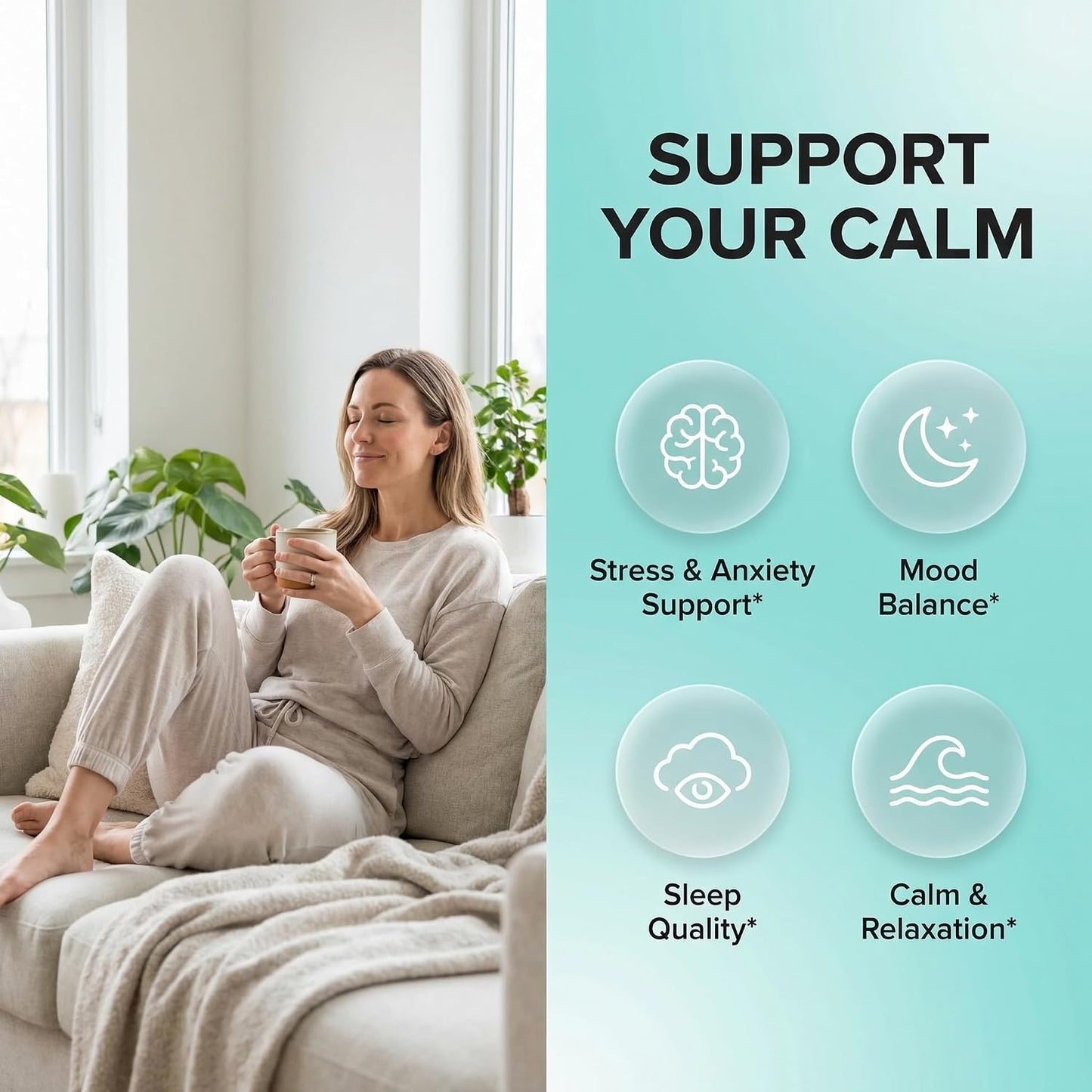 Clean Nutraceuticals GABA 750mg 5 HTP 200mg L Tryptophan 500mg L Theanine 200mg Ashwagandha SAM-e L-Glycine - Mood Support Vitamins for Women and Men with L-Tyrosine 5-HTP (5-Hydroxytryptophan)
