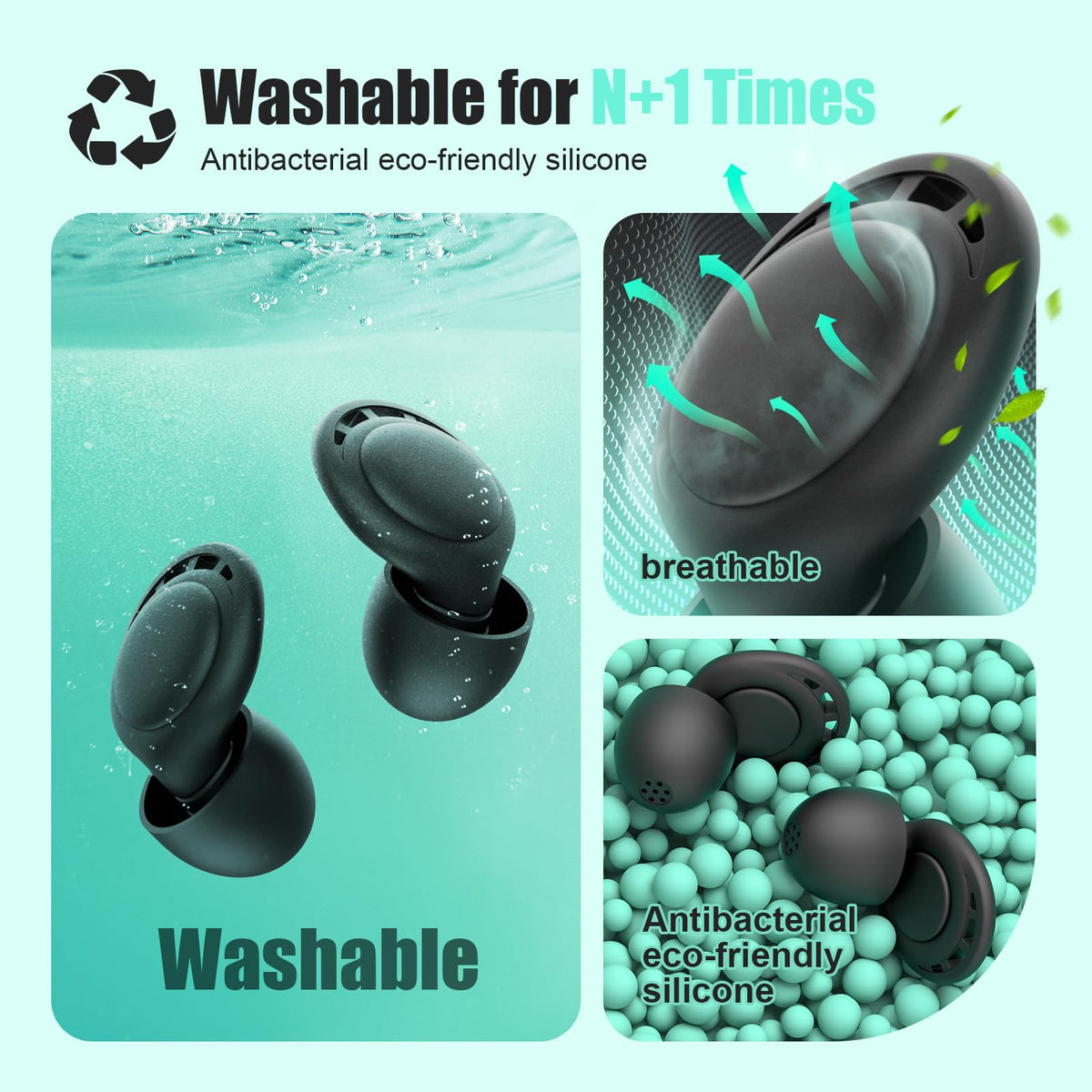 Ear Plugs for Sleeping Noise Reduction, Beinkap Reusable Earplugs Hearing Protection