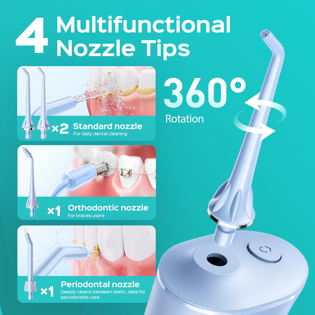 COSLUS ADA Accepted C50 Water Dental Flosser, 4 Modes 5 Power Levels, Pink