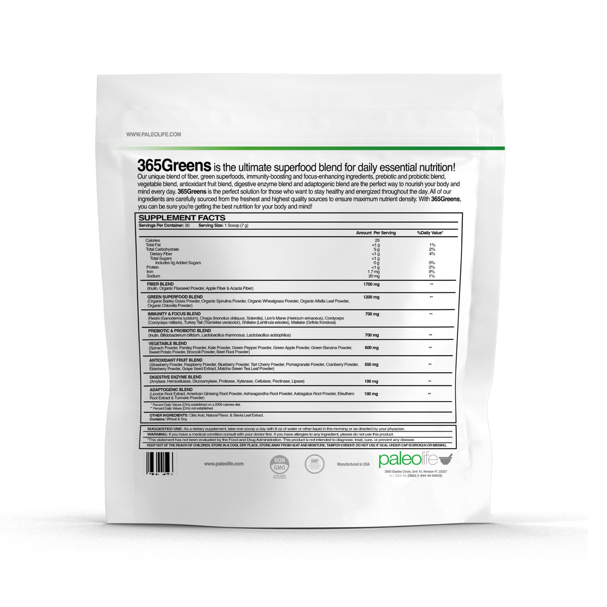 365Greens Daily Essential Premium Superfood with 75 Minerals, Vitamins, Vegetables, Fruits and adaptogens. Green 7.4 oz (2)